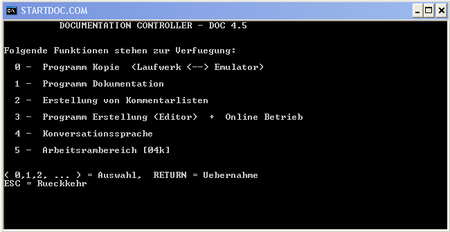 DOC4.5 Startmenue